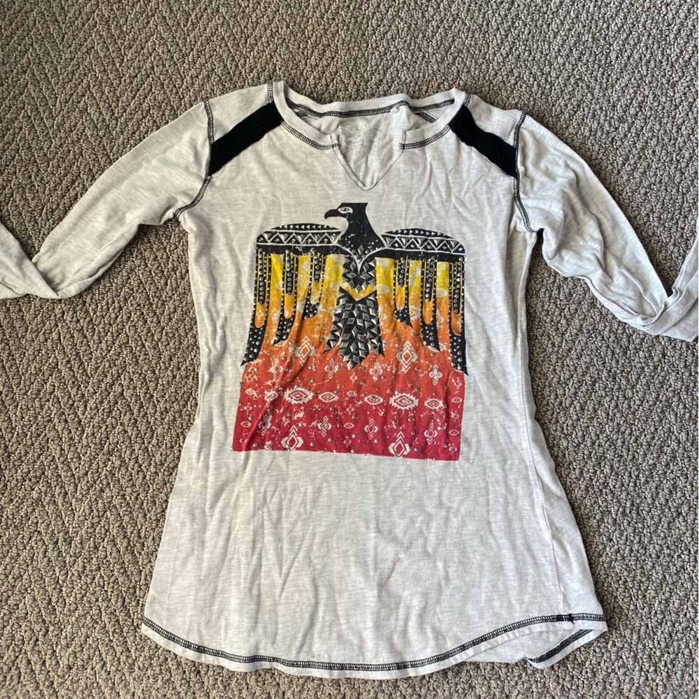 Tan Thunderbird Long Sleeve T-Shirt Size Large